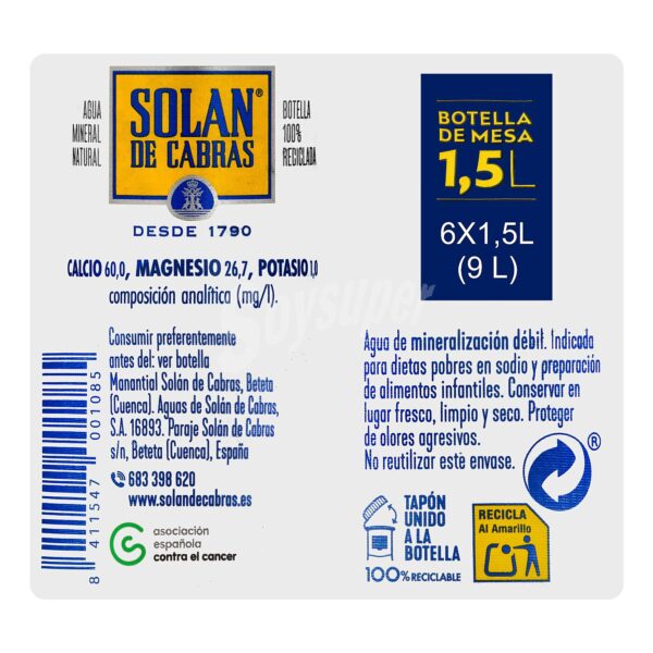 60 Botellas Solan de Cabras 1,5L - Imagen 4